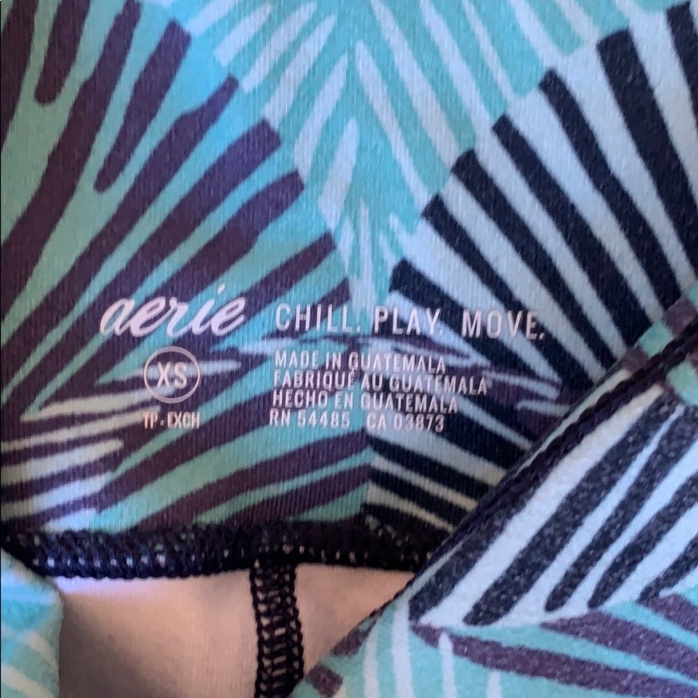 AERIE chill play move blue and green leggings XS - Picture 2 of 4